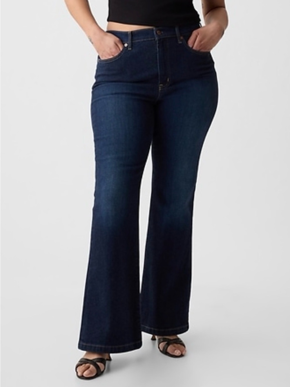 GAP Women's '70s Flare High-Rise Jeans - Dark Blue
